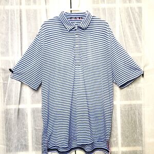 Ralph Lauren RLX Polo Golf Shirt Mens XL Blue White Stripe Cuscowilla Club Logo